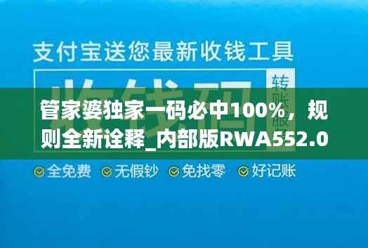 管家婆独家一码必中100%,规则全新诠释_内部版RWA552.05