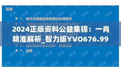 2024正版资料公益集锦：一肖精准解析_智力版YVO676.99