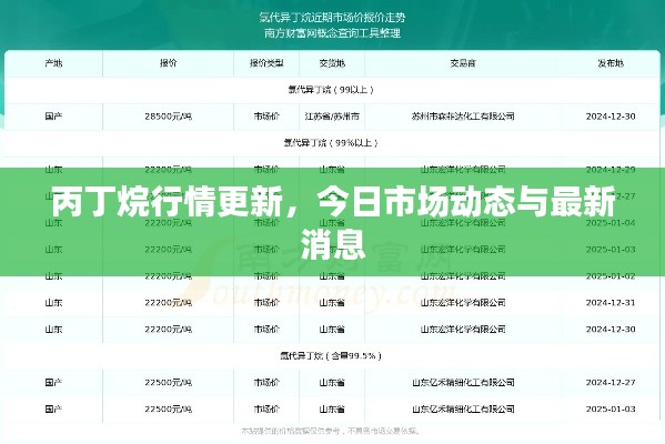 丙丁烷行情更新，今日市场动态与最新消息