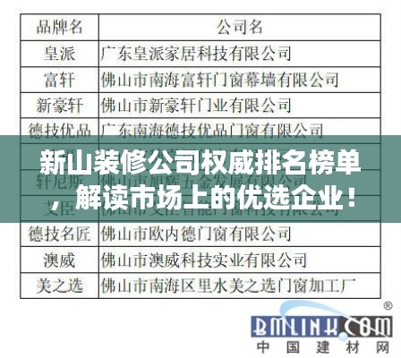 新山装修公司权威排名榜单，解读市场上的优选企业！